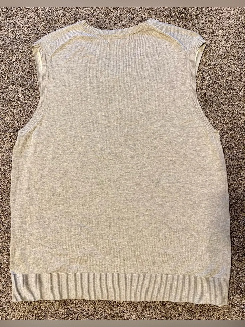 Banana Republic Grey Sleeveless V-Neck Sweater Vest with Cream Stripes